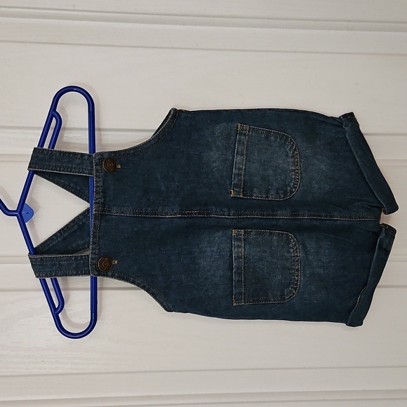 NWT Mudpie Denim Shortalls Rolled Cuff Sz 9-12m Infant Jean Shorts Overalls - Picture 1 of 6